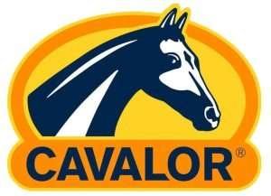 Cavalor logo featuring a black and white horse head in profile with the brand name in blue letters