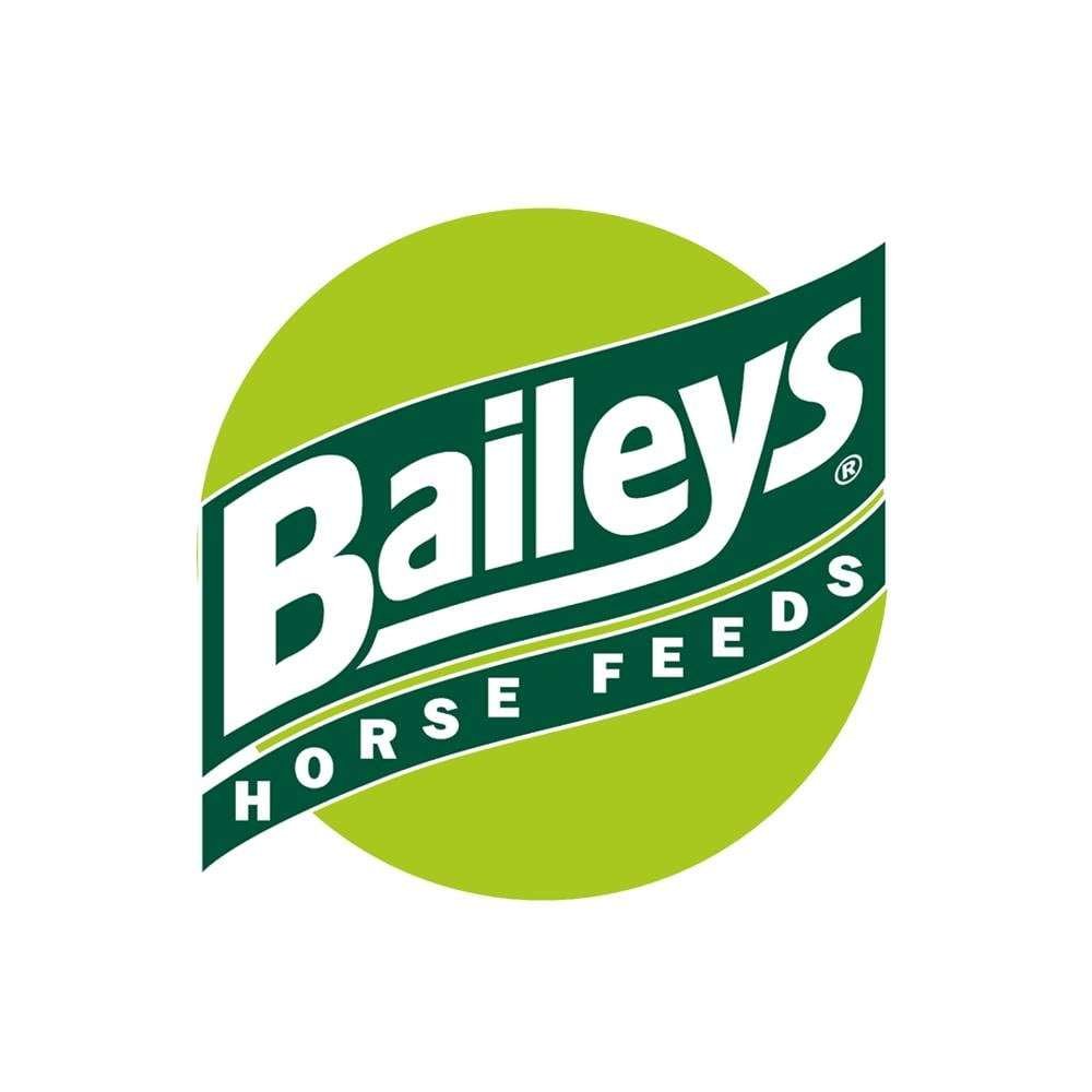 Baileys Horse Feeds logo with green oval, white border, and white cursive text
