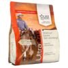 An orange and multi-color bag of UltraCruz Equine Skin and Allergy supplement with a picture of a horse, labeled 'Supplement of Champions' by SAN JUAN ANIMAL HEALTH