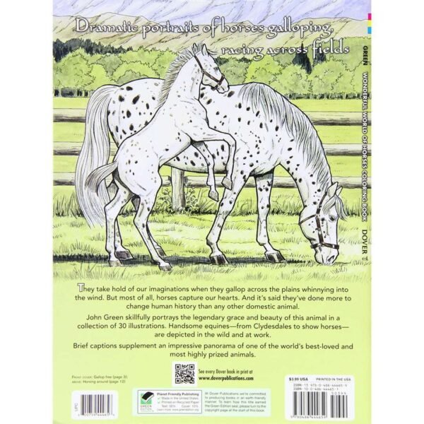 book back cover - mare with his little baby enjoying in beautiful green ground